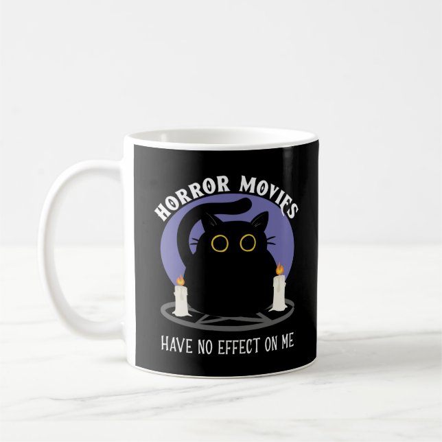 Taza De Café Un gato negro gracioso ama la película del terror (Izquierda)