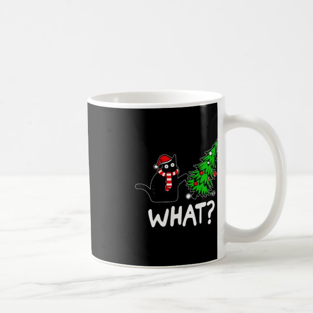 Taza De Café Un gato negro travieso que aplasta el árbol de Nav (Derecha)