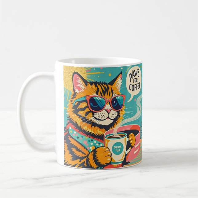 Taza De Café Un gato personalizado de estilo retro con vidrio s (Izquierda)