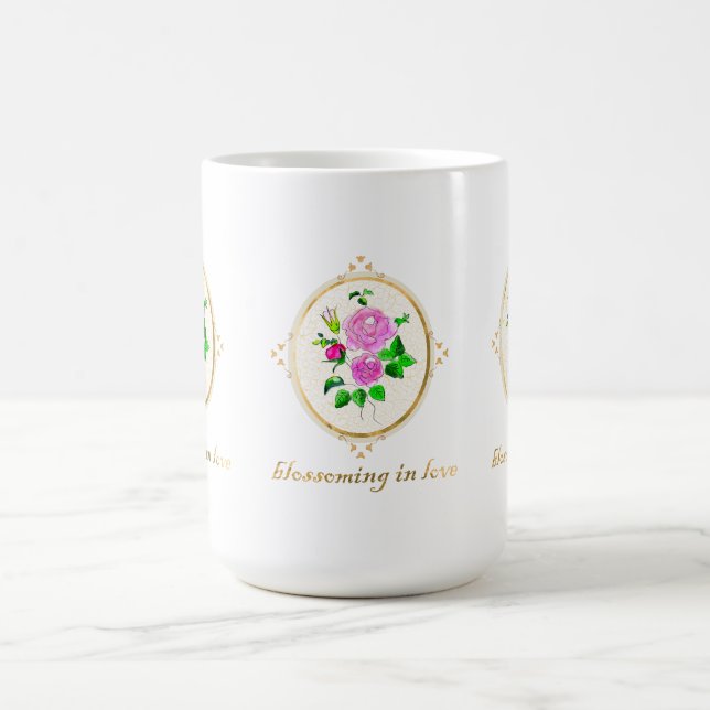 Taza De Café un hermoso mag de cerámica con diseño rosa (Centro)