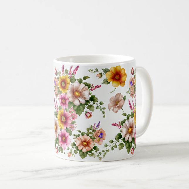 Taza De Café un hermoso tazón de diseño floral (Anverso derecho)