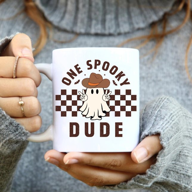 Taza De Café Un Hombre Tonto Fantasma Boo Fantasma (One Spooky Dude Western Cowboy Birthday Boo Ghost Coffee Mug)