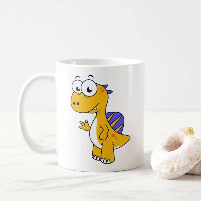 Taza De Café Un Ilustracion Agradable De Un Espinosaurio. 2 (Con donut)