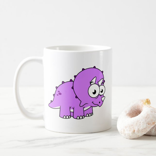 Taza De Café Un Ilustracion Agradable De Un Triceratops. (Con donut)