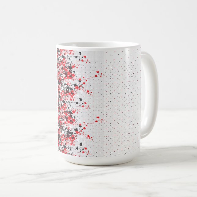 Taza De Café Un intrincado diseño floral en blanco y negro (Anverso derecho)