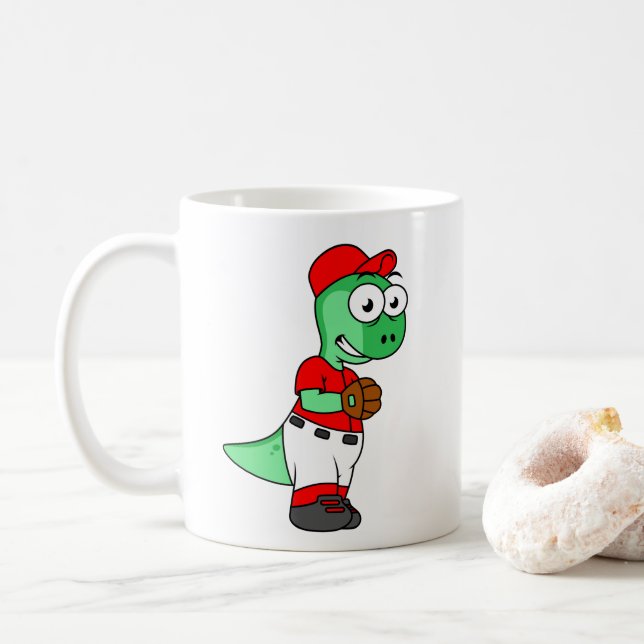 Taza De Café Un lanzador de béisbol paquicefalosaurio. (Con donut)