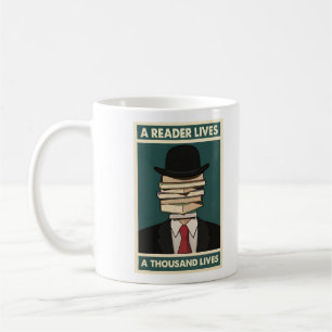 Taza De Café Un Lector Vive Mil Vidas Sabiduría Bibliophile