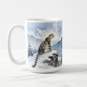 Taza De Café Un leopardo de las nieves en pico nevado
