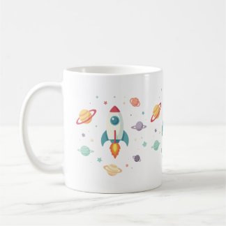 Taza De Café un lindo barco de cohetes que se dispara a través 