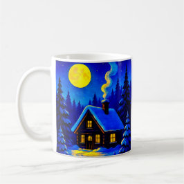 Taza De Café Un maison type chalet sous la lune.