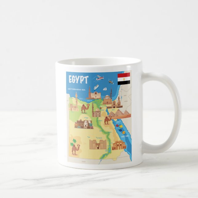Taza De Café Un mapa del dibujo animado de Egipto (Derecha)