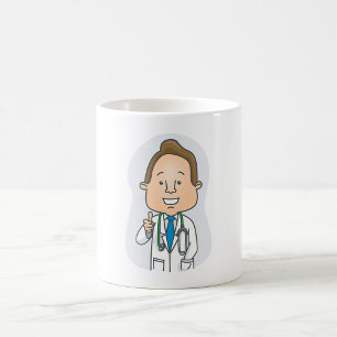 Taza De Café Un Médico sonriente que le da el dedo al Stethosco
