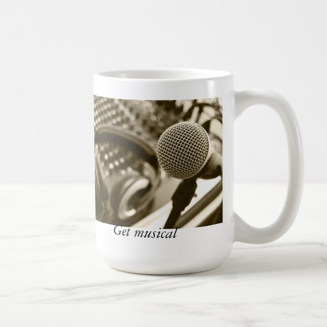 Taza De Café Un micrófono y auriculares (Derecha)