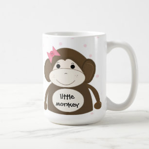 Taza De Café Un Mono Pequeño Con El Pelo Rosa