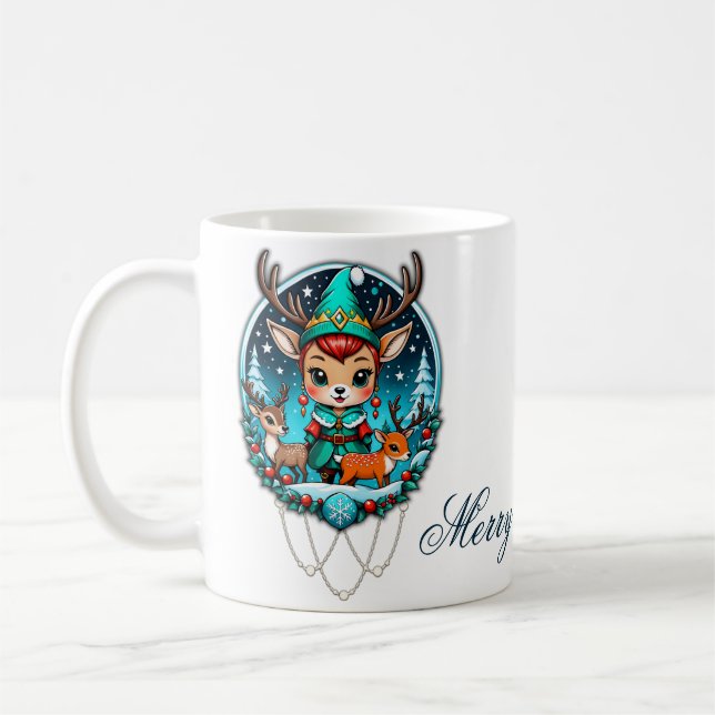 Taza De Café Un mono reno al estilo personalizado (Izquierda)