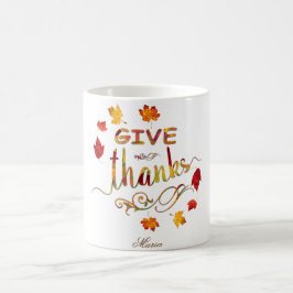 Taza De Café Un Monograma Rústico de Acción de Gracias a Caída