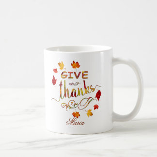 Taza De Café Un Monograma Rústico de Acción de Gracias a Caída