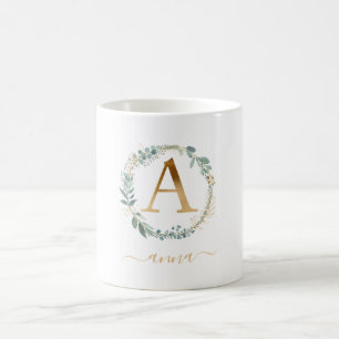 Taza De Café Un monograma, una hoja específica para el cliente