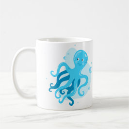 Taza De Café Un mundo submarino. Vida marina. Octopus azul