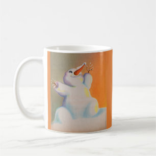 Taza De Café un muñeco de nieve feliz saluda la mañana