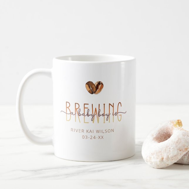 Taza De Café Un niño pequeño prepara café Baby Shower (Con donut)