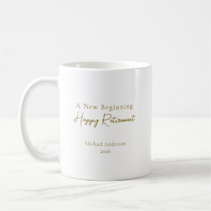 Taza De Café Un Nuevo Comienzo Elegante Jubilación Personalizad