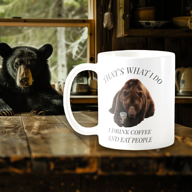 Taza De Café Un oso gracioso que bebe café diciendo (Subido por el creador)