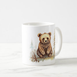 Taza De Café Un oso lindo - Diseño artístico de ilustracion