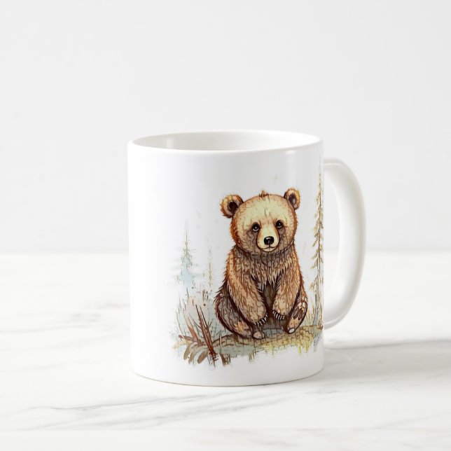 Taza De Café Un oso lindo - Diseño artístico de ilustracion (Anverso derecho)
