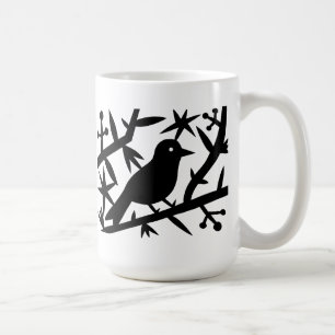 Taza De Café Un pájaro en un árbol que piensa en un gusano