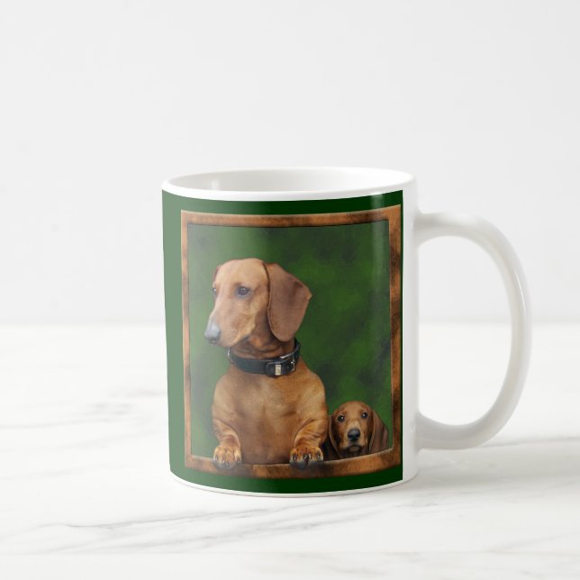 Taza De Café Un papá del dachshund y su muchacho (Derecha)