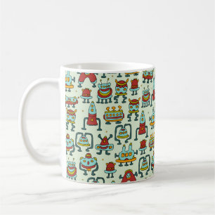 Taza De Café Un patrón de robots - extraterrestres. ilustracio