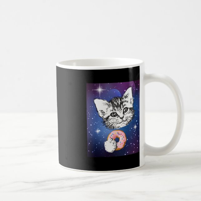 Taza De Café Un Pequeño Gato Se Comía Un Donut En Un Animal Esp (Derecha)