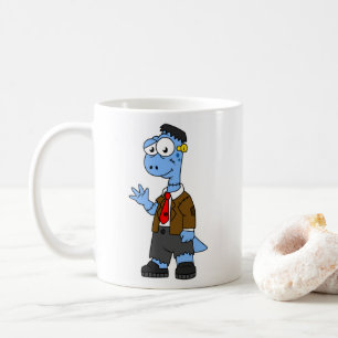 Taza De Café Un Personalizado Brontosaurio Se Vestió Como Frank