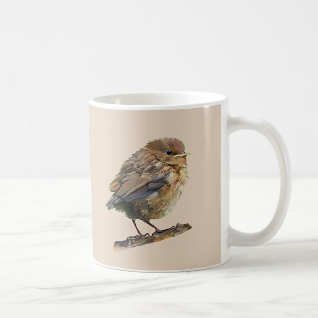 Taza De Café Un polluelo de mirlo  (Derecha)