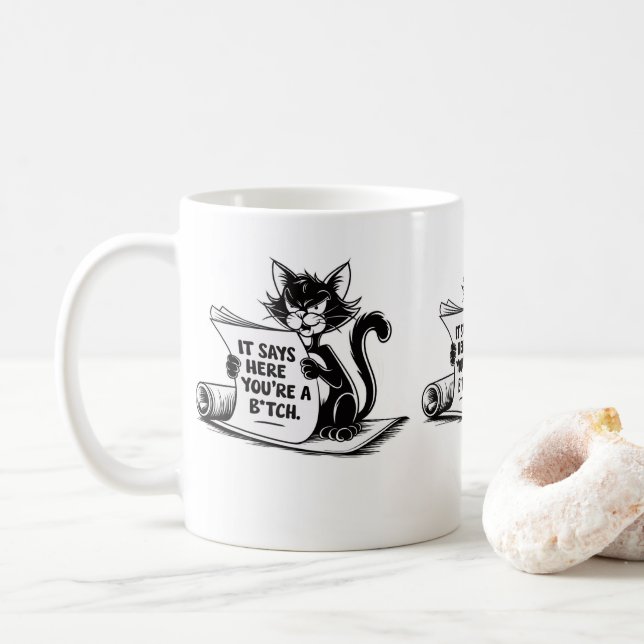 Taza De Café Un Regalo De Gato Gracioso Para La Oficina O El Pa (Con donut)