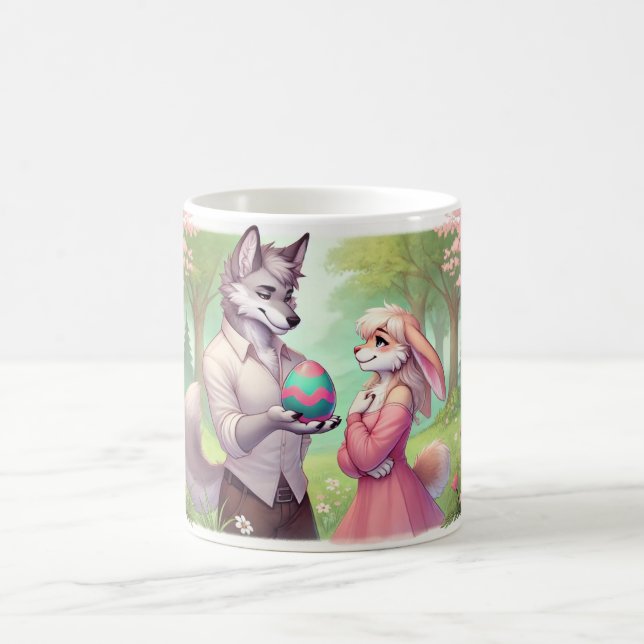 Taza De Café Un regalo gentil - Romance de Pascua de Lobo y Con (Centro)