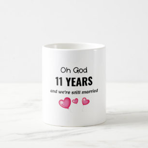 Taza De Café Un regalo gracioso para él o ella en el 11° aniv