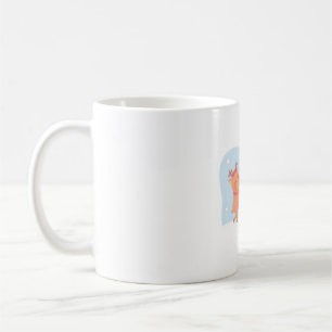 Taza De Café Un reno lindo construyendo un muñeco de nieve
