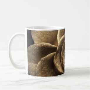 Taza De Café Un rosa a la antigua cerca, mojado con agua