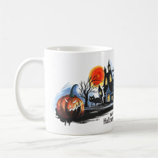 Taza De Café Un tazón con acuarela con temática de Halloween