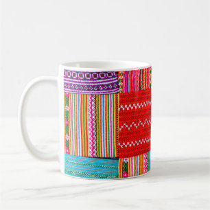 Taza De Café un tejido de mosaico en estilo asiático multicolor