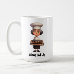 Taza De Café Un triste chef pastelero con pan quemado