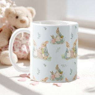 Taza De Café una adorable familia de conejos con un bebé