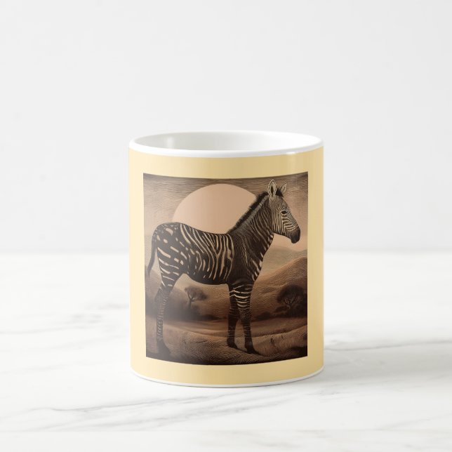Taza De Café Una cebra melanística pastando (Centro)
