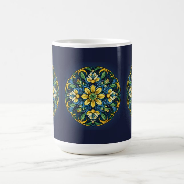 Taza De Café 💚 💙 💛 Una Elegancia Única De Azulejo: Jardín De (Centro)