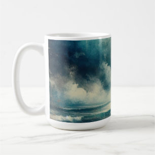 Taza De Café Una escena de océano turbulento fotografía antigua