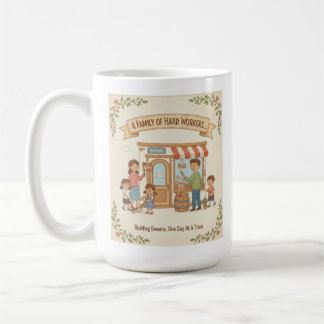 Taza De Café Una Familia De Trabajadores Duros