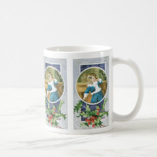Taza De Café "Una Feliz Navidad" Niña de azul
