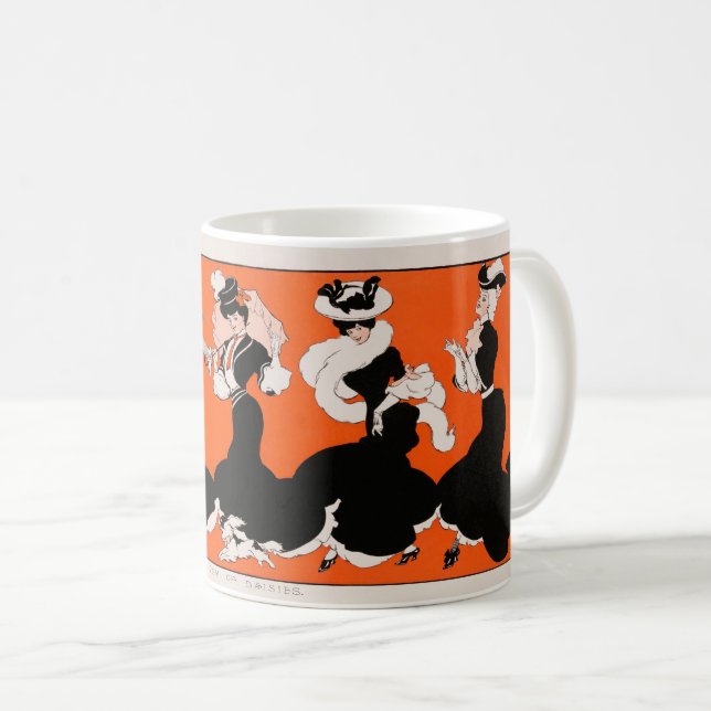 Taza De Café Una Fila De Una Mujer Daisista Con Baile De Vestid (Anverso derecho)